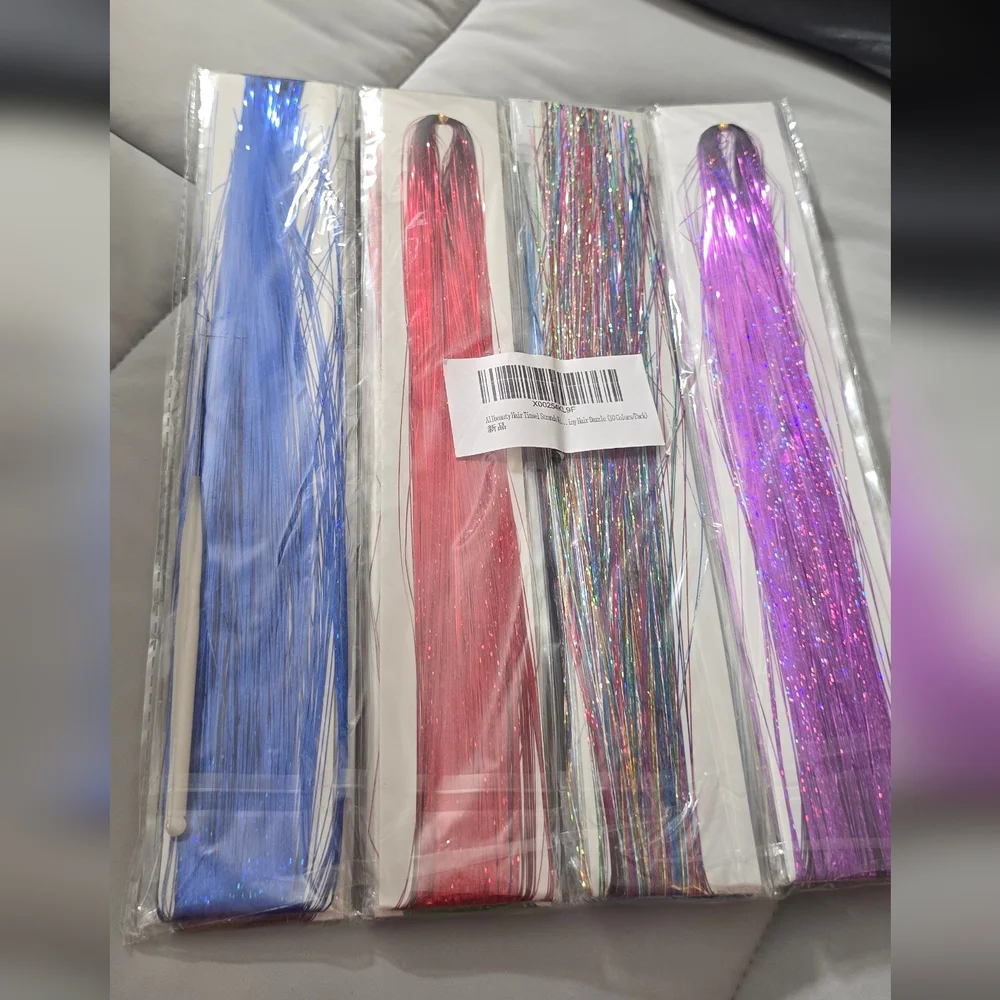 Metallic Tinsel Hair Extensions Strands - Multy Color